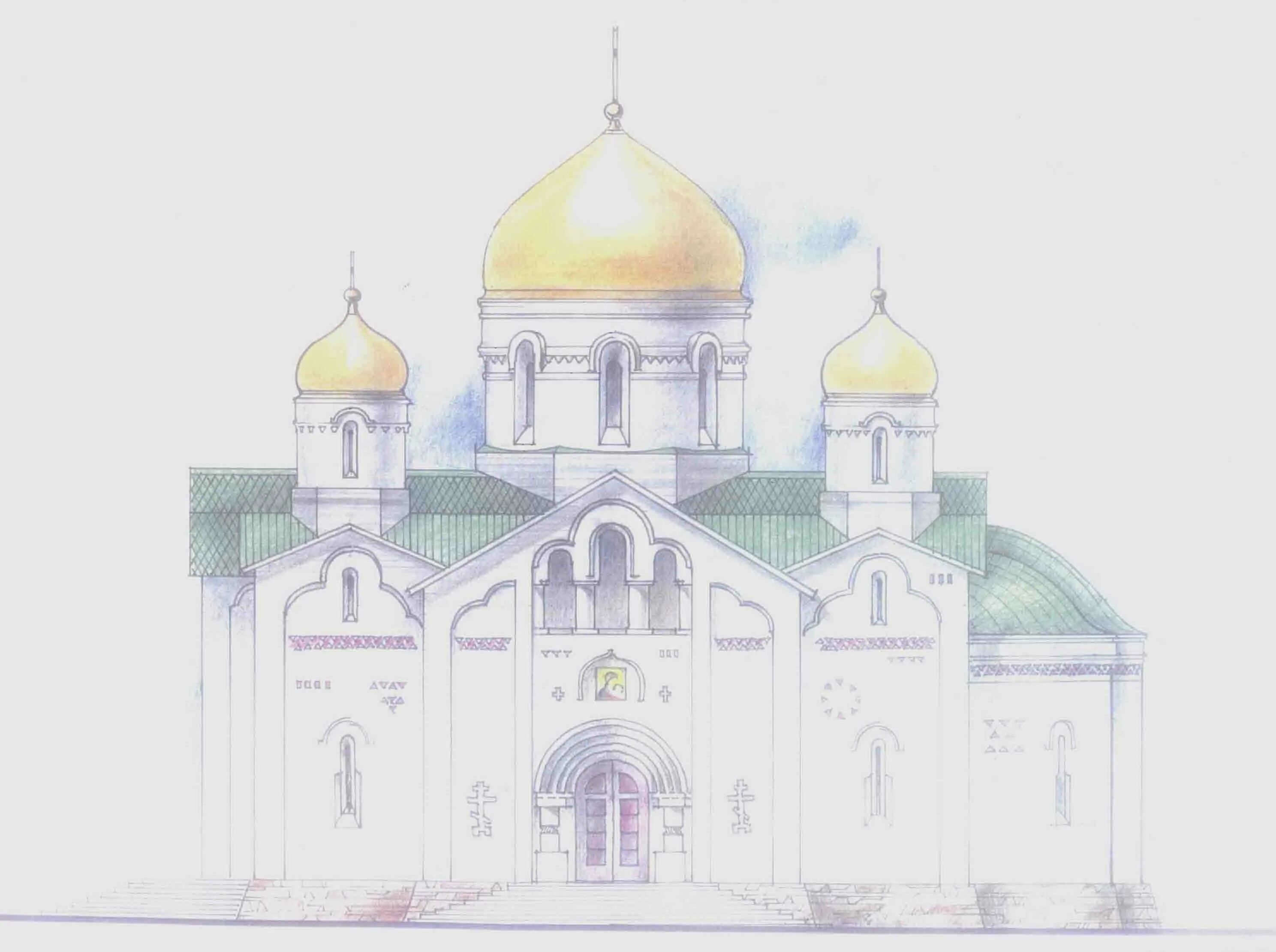 Свято Троицкий храм Тамбова рисунки. Эскиз храма. Церковь поэтапно