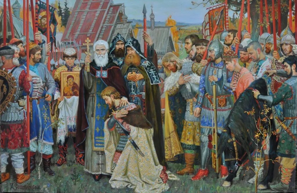 сергей радонежский благословение дмитрия донского. радонежский благословил донского на куликовскую битву. куликовская битва сергий радонежский и дмитрий донской. алексей кившенко. сергий радонежский благословение дмитрия донского.