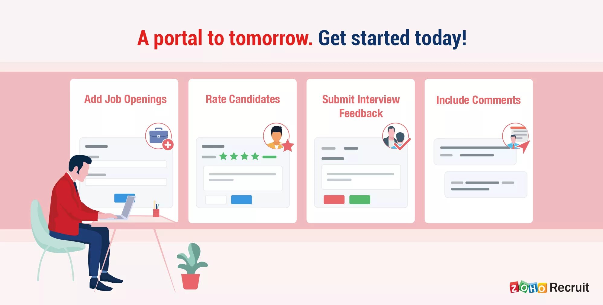 Zoho Recruit. Этапы рекрутмента для Executive search. Easy Recruit. Job adds. Client portal