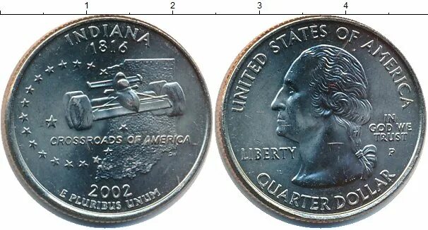 Американская монета 2002 года Миссисипи. США 1 доллар Индиана. США 1/4 доллара 2009 Медно-никель d Северные Марианские острова. 2002 долларов в рублях