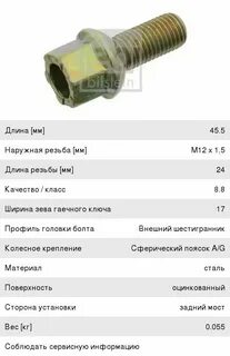 Колесные болты размеры резьба