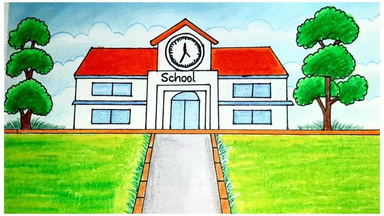 Школа рисунок. Нарисовать здание школы. Рисунок на тему школа. Рисунок моя школа.