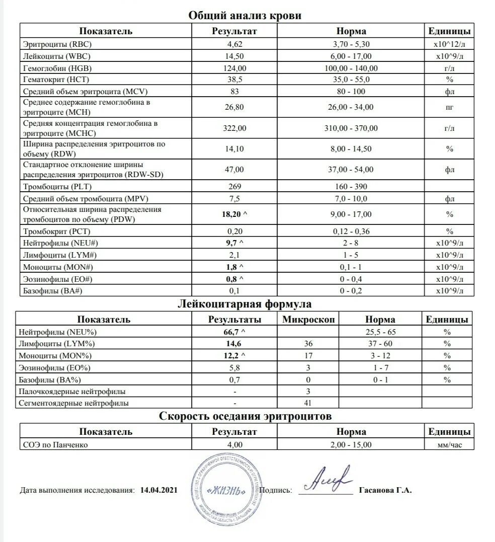 Эритроциты в 2 месяца