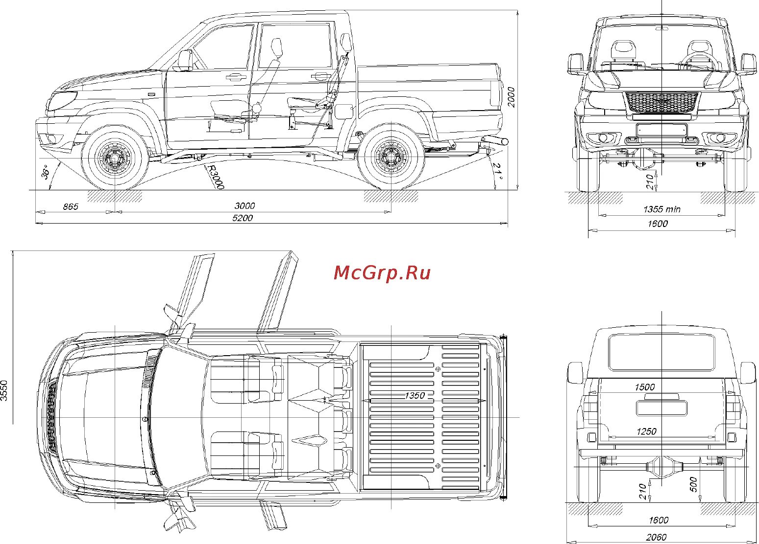 УАЗ-23632 UAZ Pickup габариты. УАЗ-23632 UAZ Pickup размер кузова. Габариты УАЗ Патриот пикап 2012. УАЗ Pickup 23632 габариты.