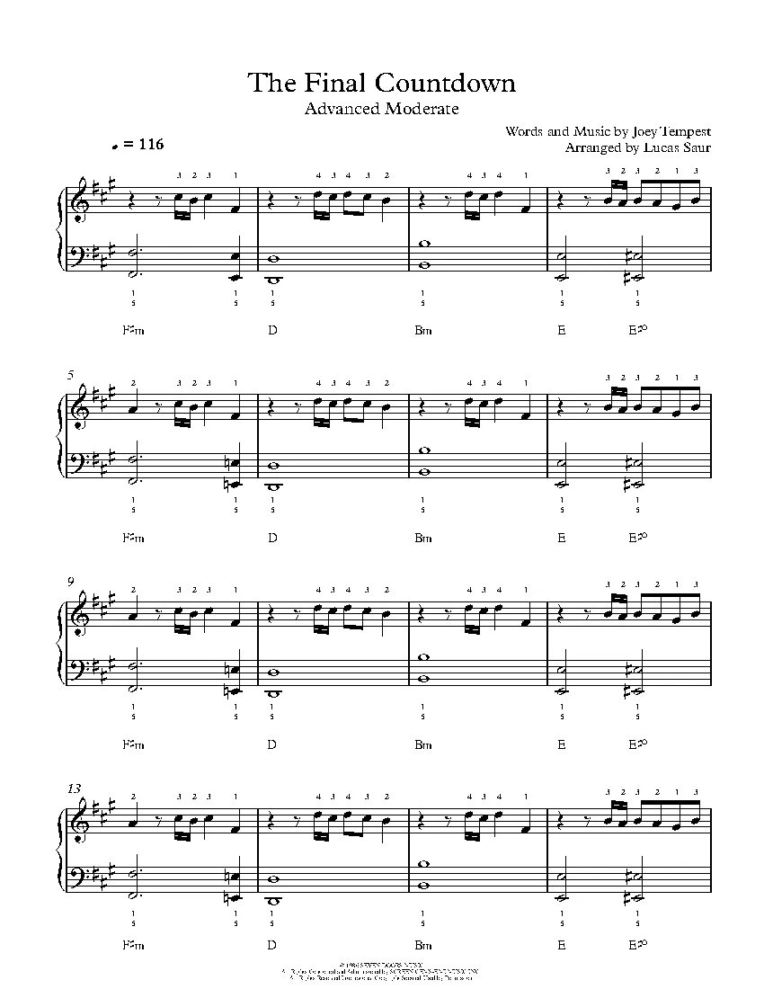 The Final Countdown Ноты для фортепиано. Final Countdown Ноты. Europe the Final Countdown Ноты. Европа последний отсчет Ноты.