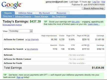 Выплаты adsense