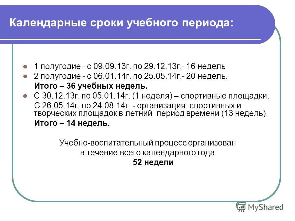 периоды учебного процесса