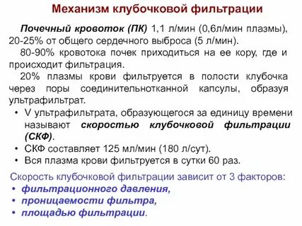 Какие факторы влияют на клубочковую фильтрацию