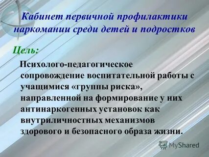 Цель профилактики наркомании