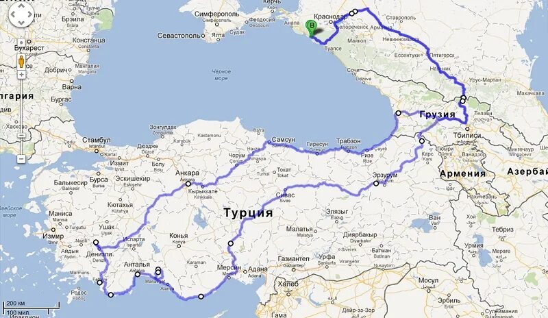 Карта сочи-крым-турция. Маршрут от москвы до турции на машине. Сколько километров до турции. Маршрут в турцию через грузию. Сколько километров до турции.