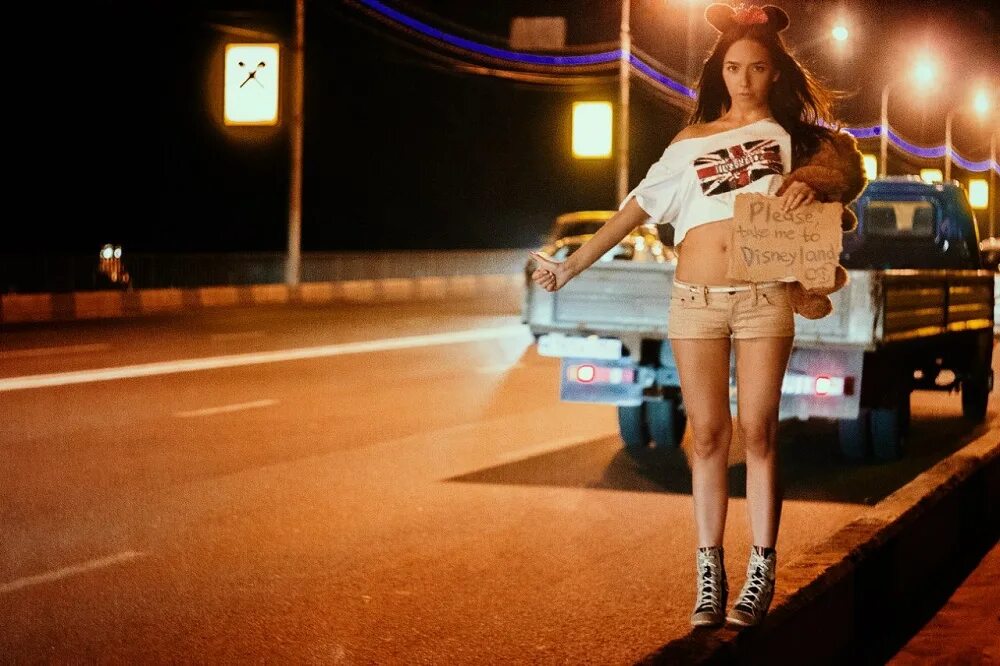 Stars take me. Take me to disneyland. please take me to disneyland. hitchhiking take me to disneyland. take me to america.