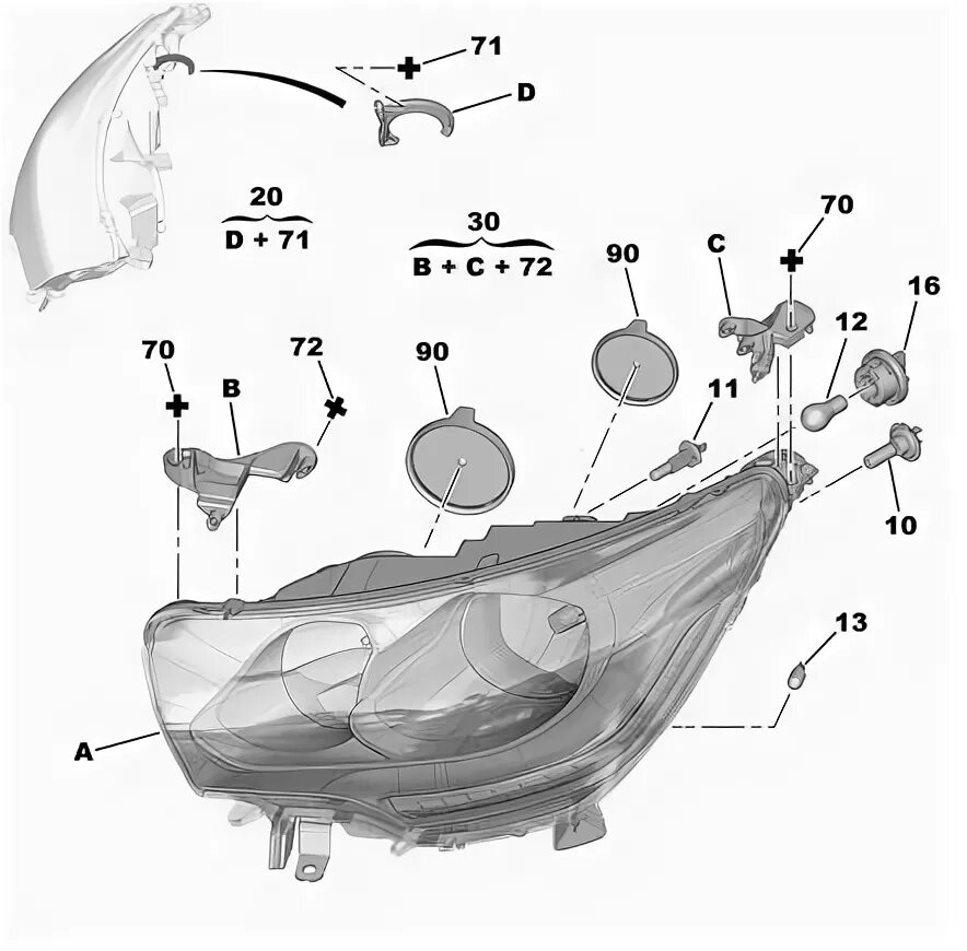 Крепление для фары Ситроен с4 Пикассо. Крепление фар Ситроен с4 седан 2014. Крепления блок-фары Ситроен с4 2008. Фара Ситроен с4 2006 заглушки.