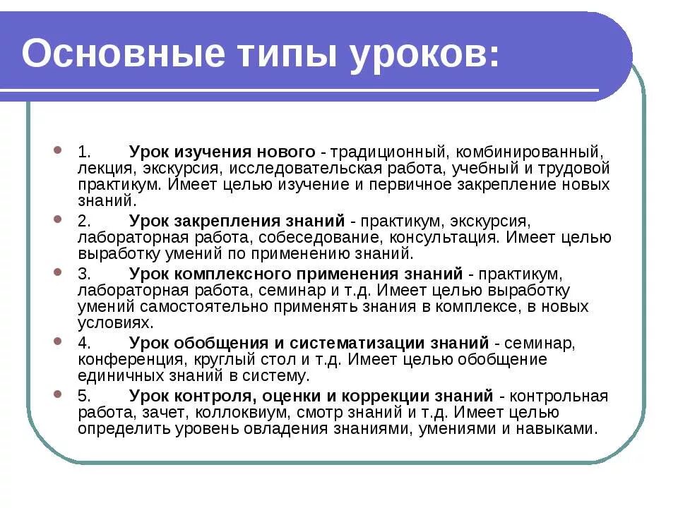 1 уроки изучения нового материала. Виды уроков изучения нового материала. Типы уроков. Типы и виды уроков. Перечислите типы уроков.