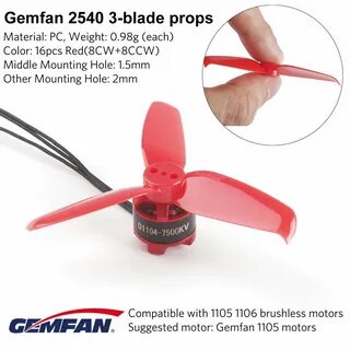 16pcs Gemfan Flash 2540 3-Blade Propeller 2.5inch Triblade Props Compatible...