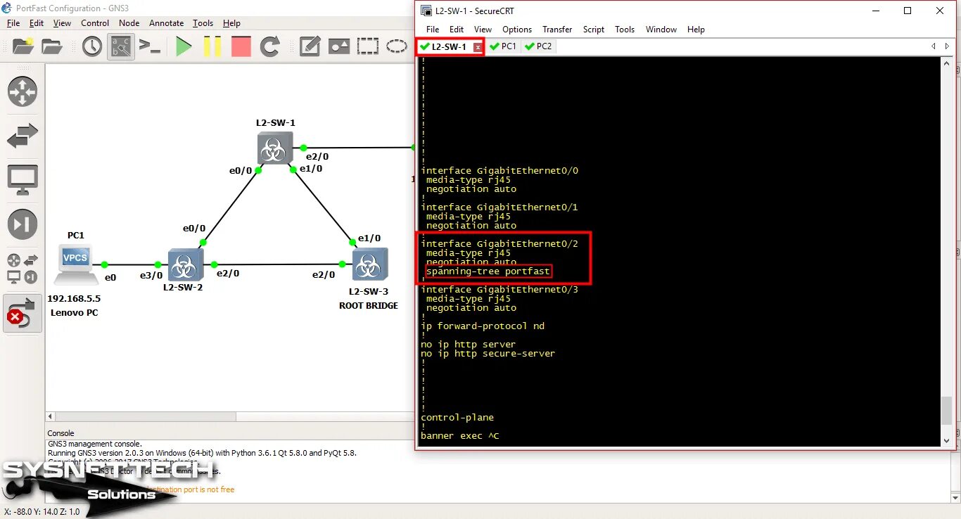 Настройка span. Gns3 консоль. Spanning-Tree PORTFAST. Команды show spanning-Tree VLAN. Команда show Running configuration.