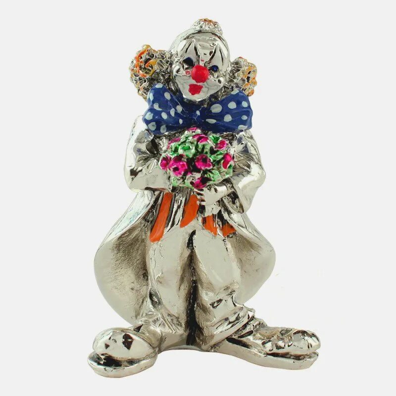 Клоун с цветами. Клоун Аргенти статуэтка. Фигура декоративная клоун. Статуэтки клоунов итальянские. Статуэтки клоунов серебро.