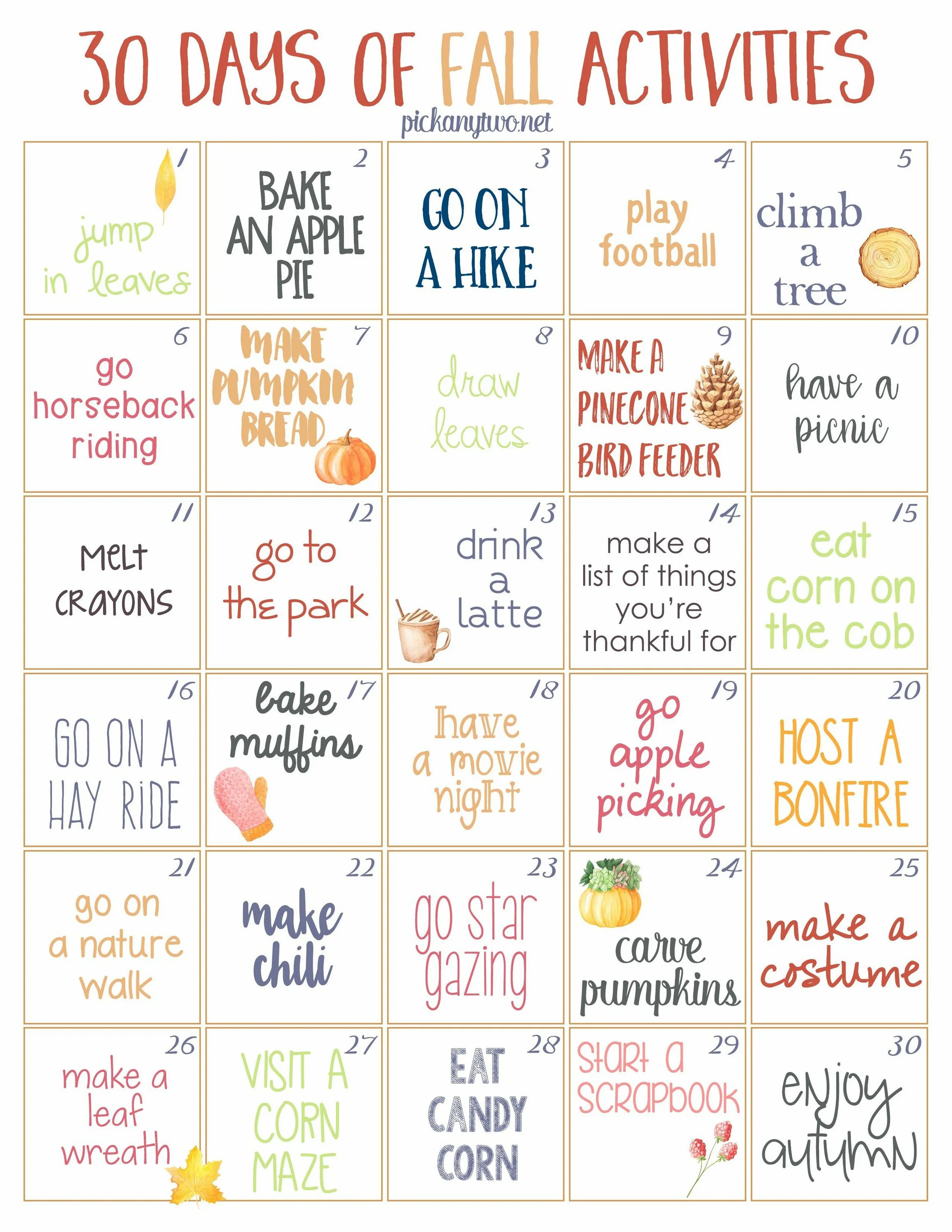 30 Activities Fall. Autumn activities Vocabulary list. 30 activities