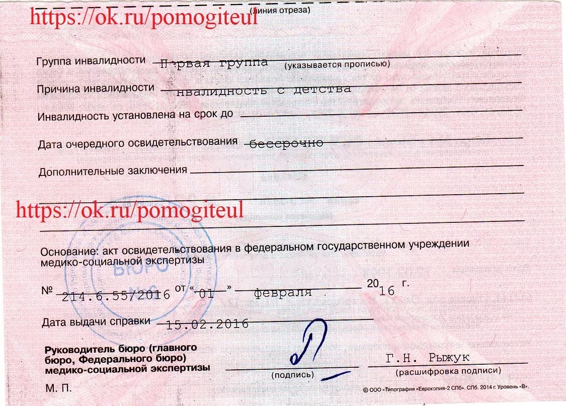 1 первая группа инвалидности. Документ об инвалидности 2 группы.