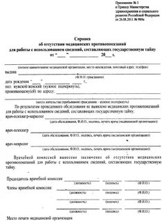 Отсутствие медицинских противопоказаний для работы