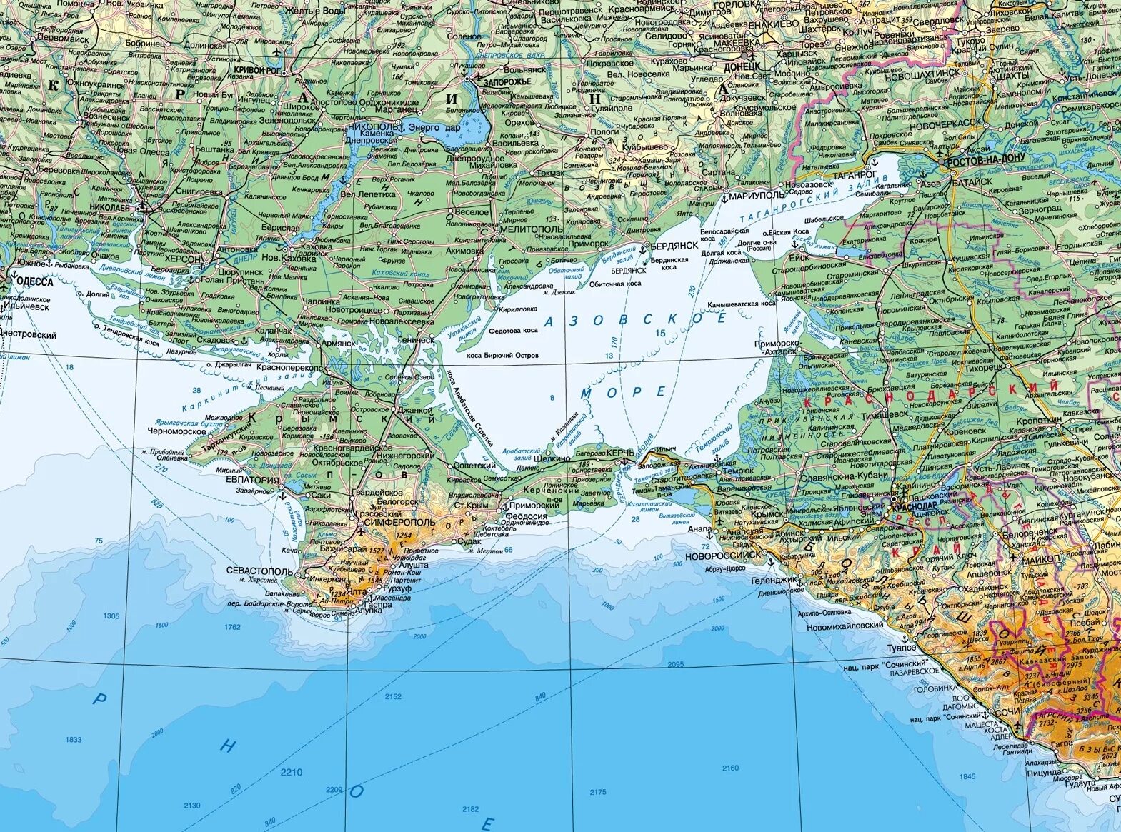 Юга россии украина. Азовское море карта побережья. Карта побережья Азовского моря с городами и поселками. Азовское побережье России карта курортов. Карта Азовское море побережье России с городами.