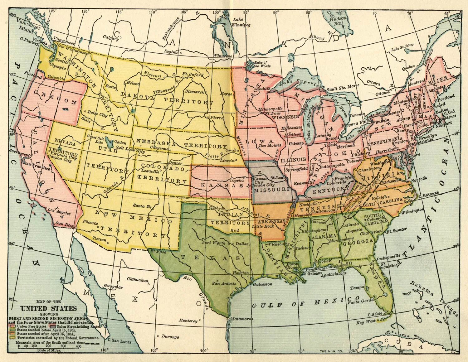 Войны сша карта. Карта Штатов США 1861-1865. КША Конфедеративные штаты Америки на карте 1861 1865.