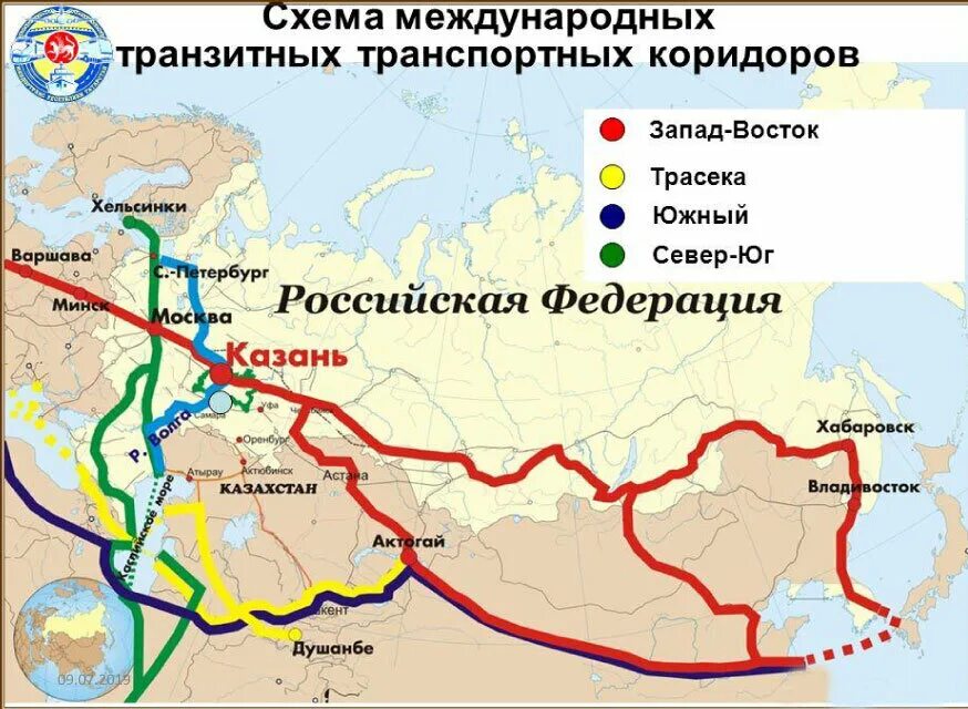 Международные транспортные маршруты. Международный транспортный коридор Восток-Запад.