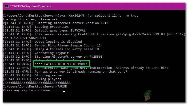 Java address already in use