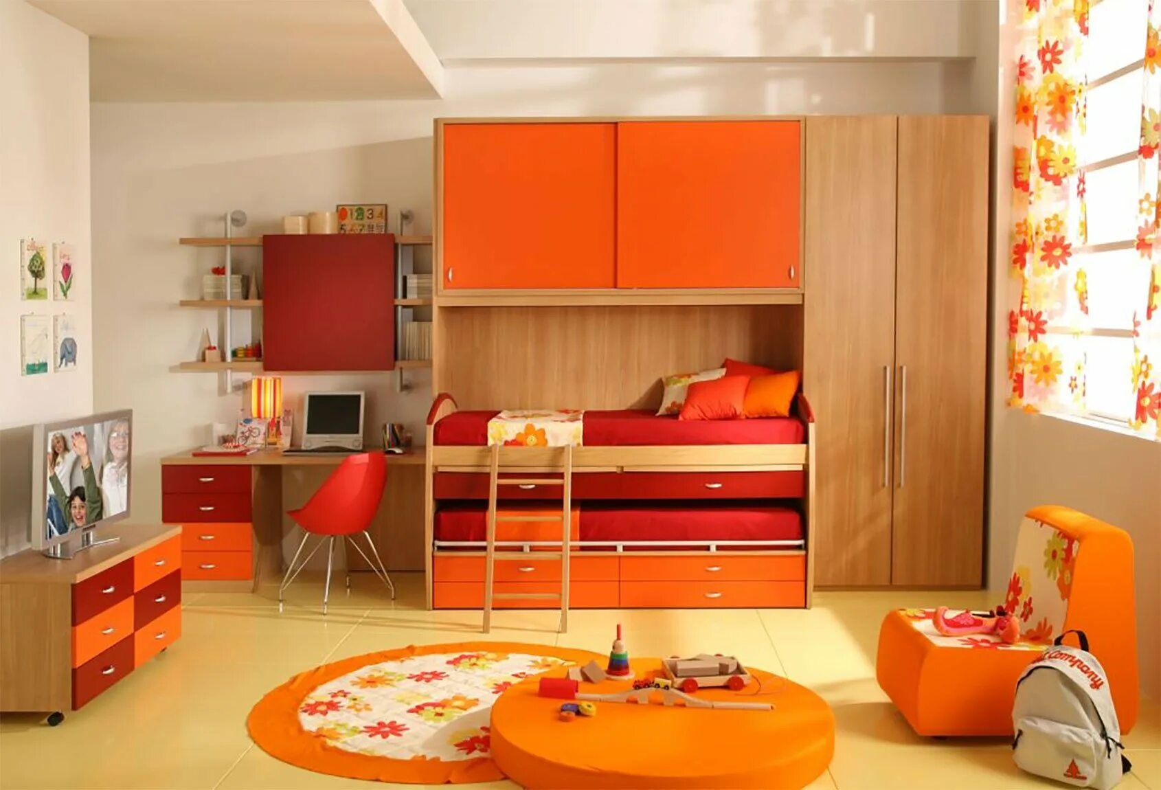 Мебель в комнату в новосибирске. Оранжевая детская комната. Мебель в детскую комнату. Детская комната в оранжевых тонах. Детские комнаты в оранжевом цвете.