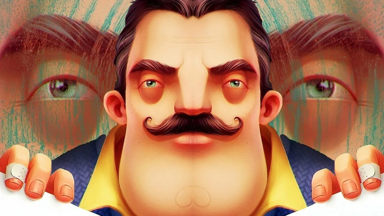 Сосед подальше. Маска соседа из hello Neighbor. Привет сосед лицо соседа. Маска привет сосед. Усатые персонажи.