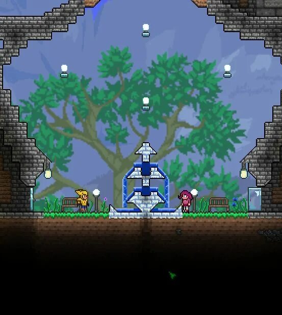 Terraria сборки. Фонтан террария. Террария фонтан постройка. Terraria фонтан. Красивый фонтан в террарии.