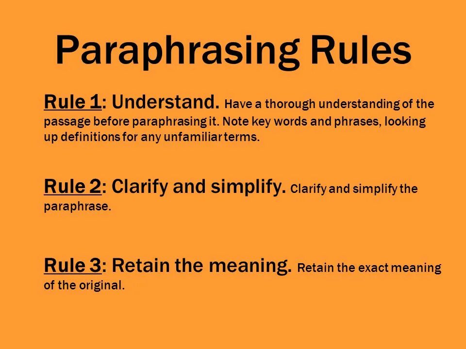 Paraphrase the words in italic using. Paraphrasing. paraphrasing rules. type of paraphrasing. paraphrase in english.
