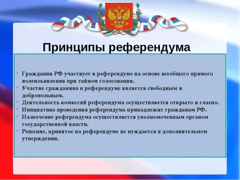 В референдуме является. Принципы референдума. Общие принципы проведения референдума. Принципы референдума РФ. Референдум основные принципы.