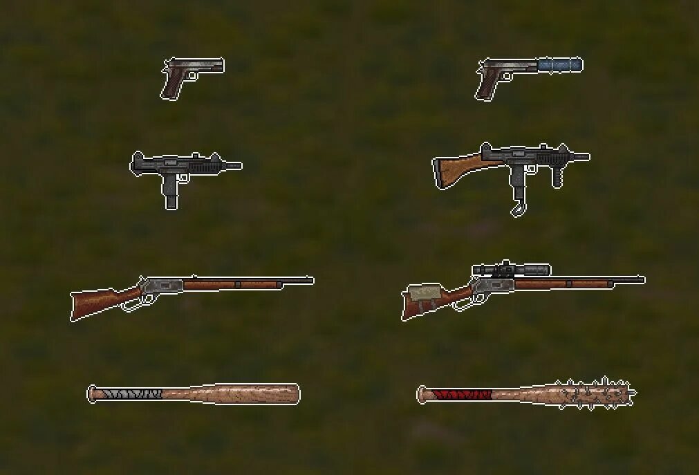 Mini weapons. Mini dayz 2 оружие. mini day z 2. mini dayz оружие ближнего боя. mini dayz 2 дробовик.