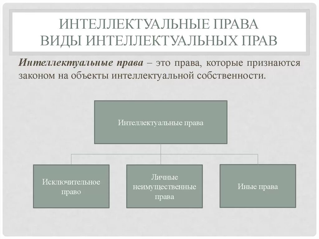 Интеллектуальное право включает. Составьте схему классифицирования интеллектуальных прав по видам.. Виды интеллектуальных прав. Понятие и виды интеллектуальных прав.