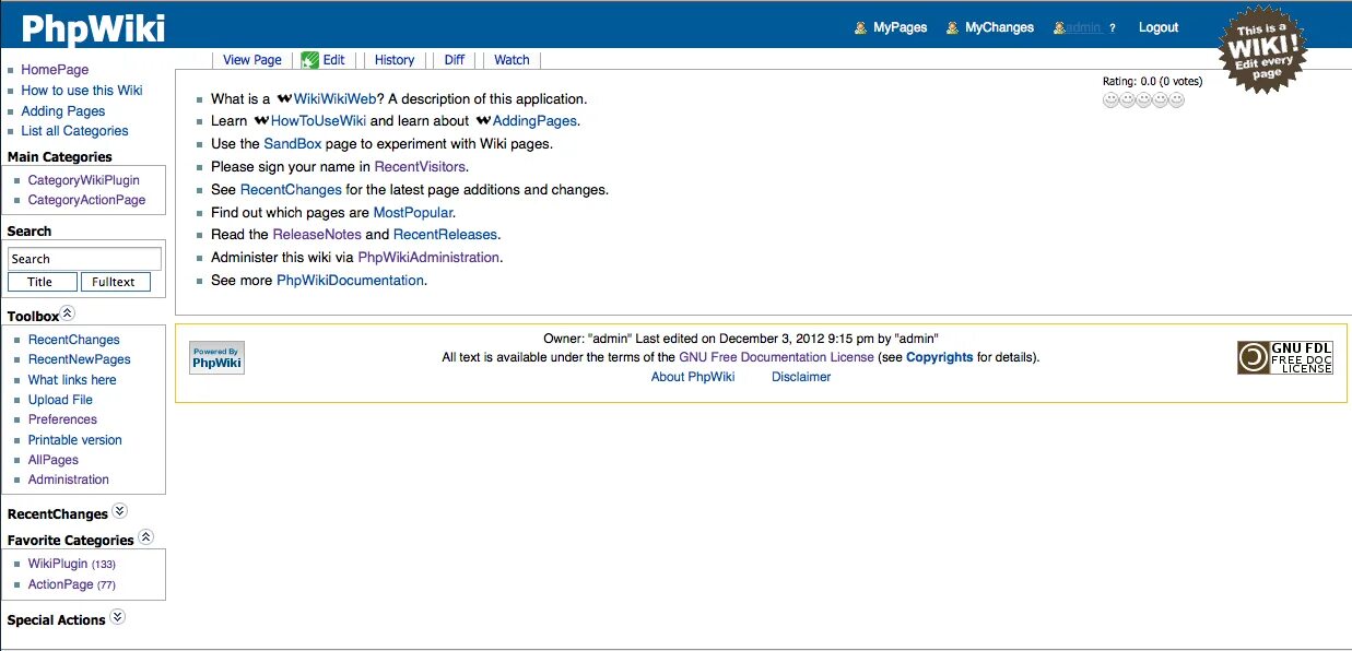 Pages viewpage action
