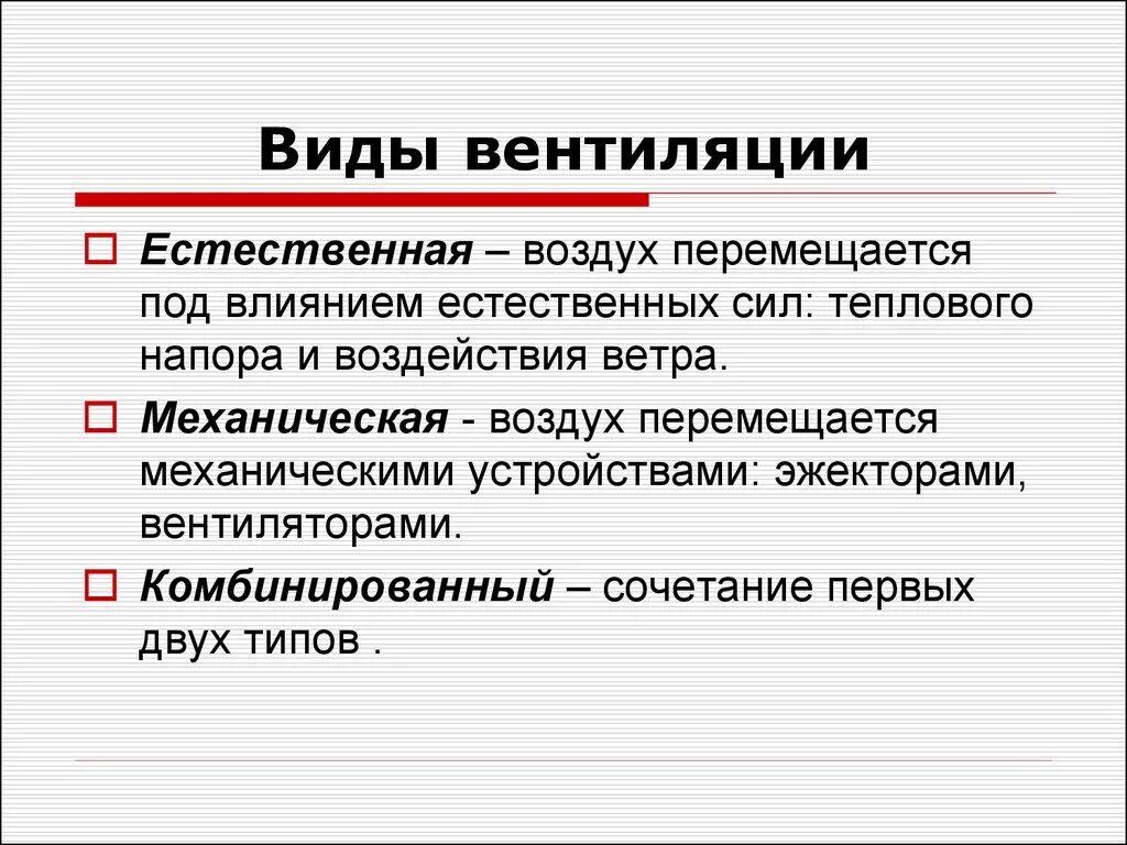 Виды вентиляции