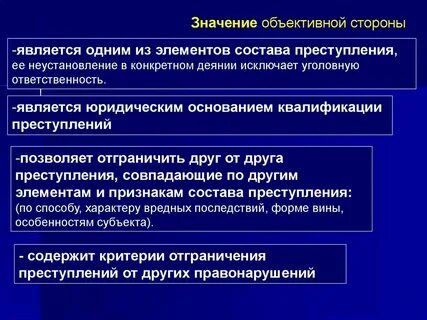 Значение объективной стороны для квалификации преступлений
