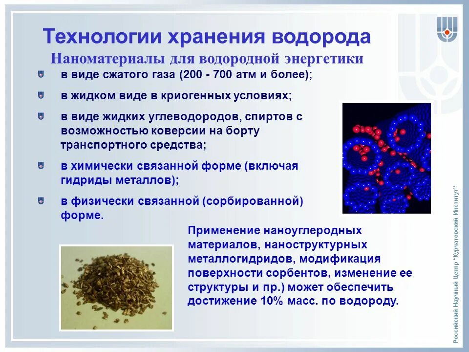 Методы хранения водорода. Хранение водорода с помощью наноматериалов. Адсорбционные методы хранения водорода. Химические способы хранения водорода. Водородная основа