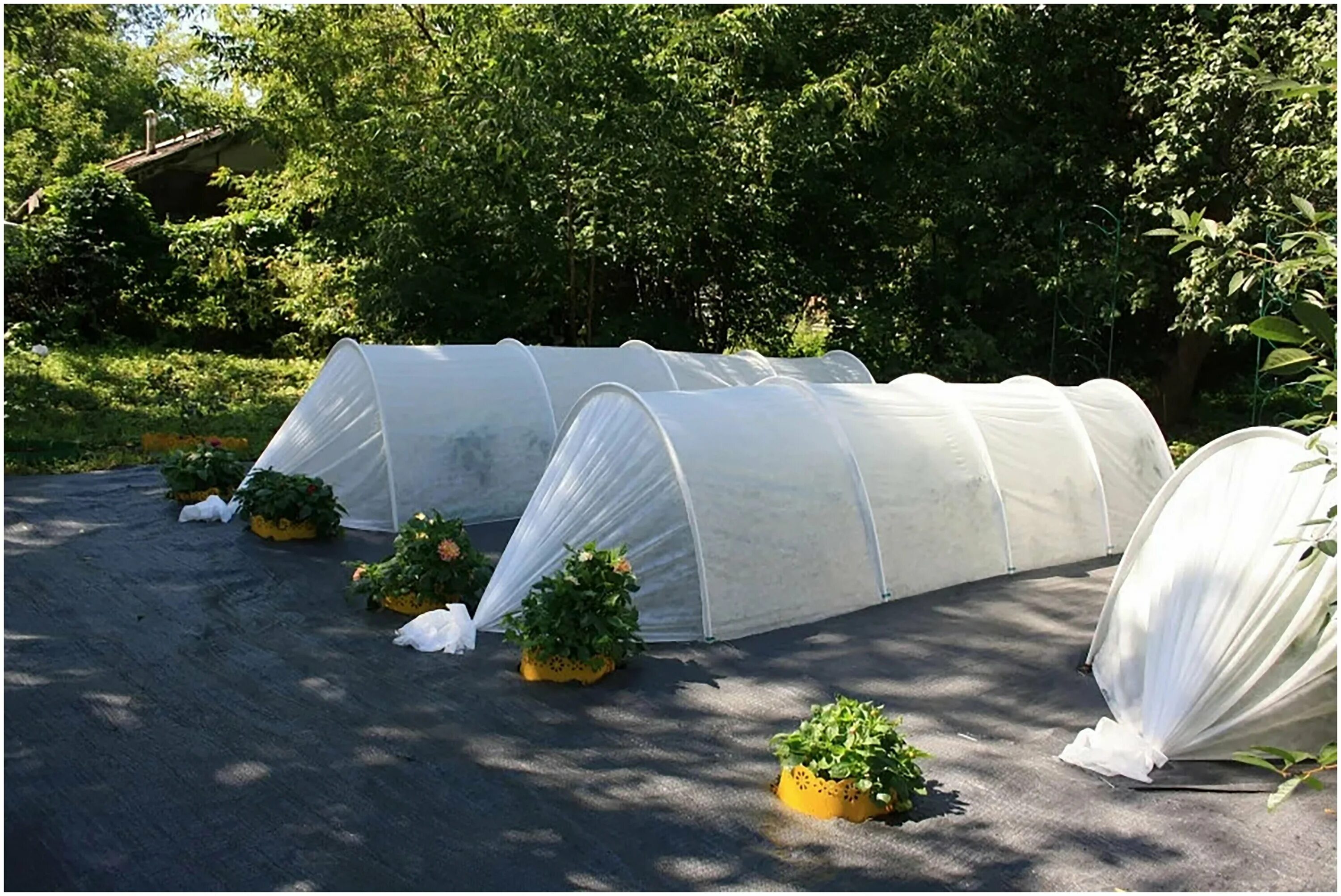 парник клевер пл 4*1*1,3м спанбонд 42г/м дуги 3,7м. 40г/м2 суф). /20шт). парник агротекса. парник из спанбонда.