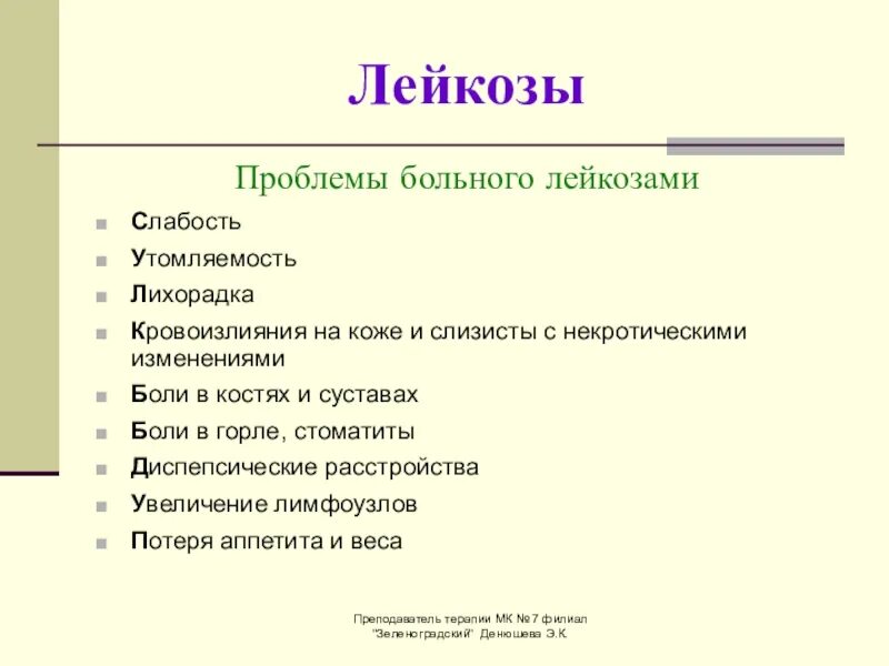 Проблема пациента слабость