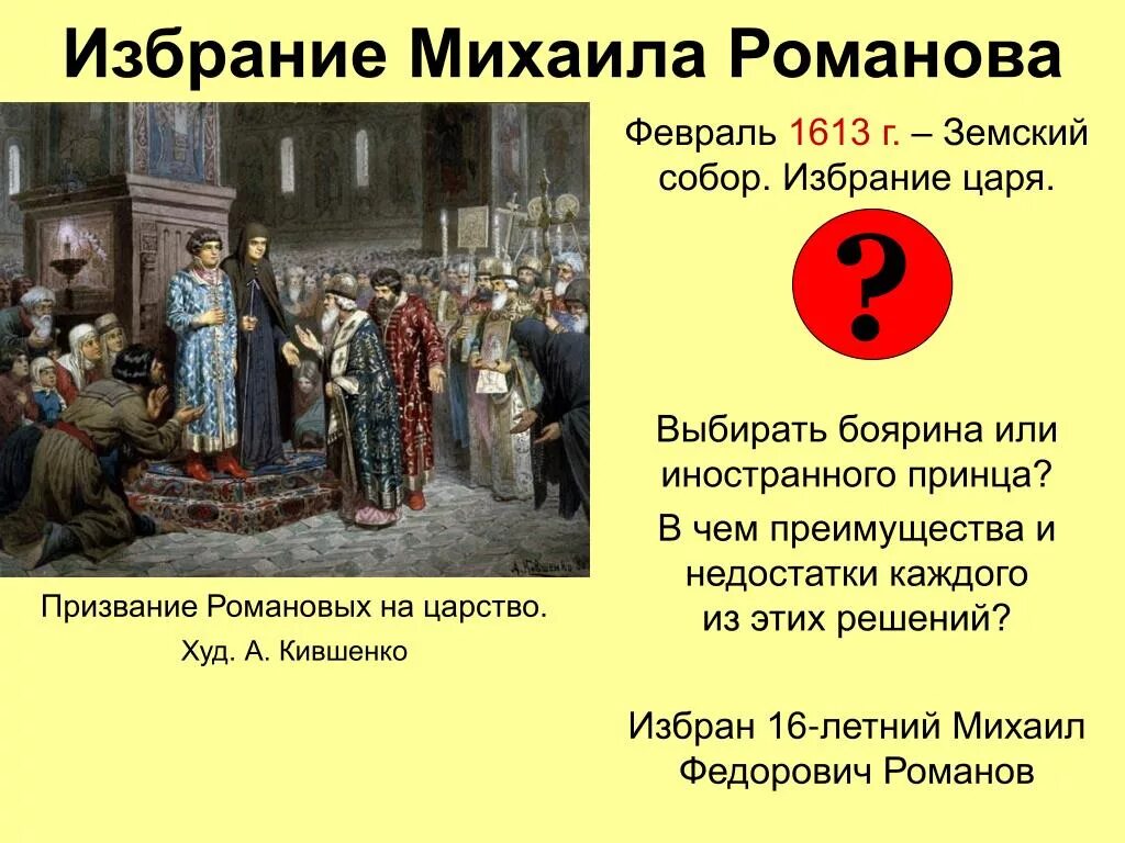 Избрание Михаила Романова 1613. Избрание Михаила Романова в 1613 году картины.