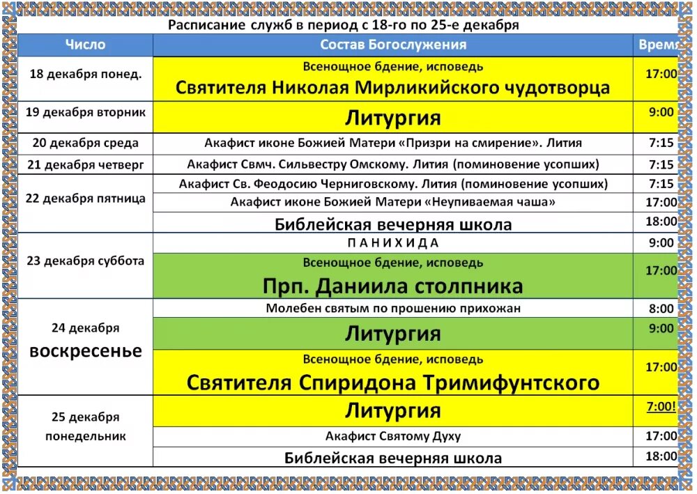 храм неупиваемая чаша расписание богослужений