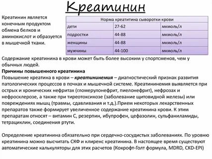 Повышенный креатинин в моче у женщин причины