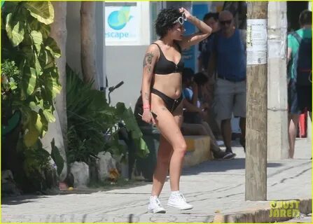 Halsey Walks Around Town in Her Bikini in Mexico.