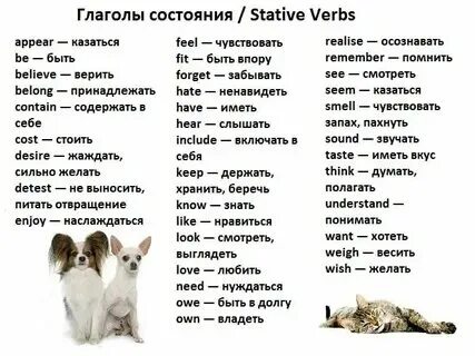 Глаголы чувства и состояния