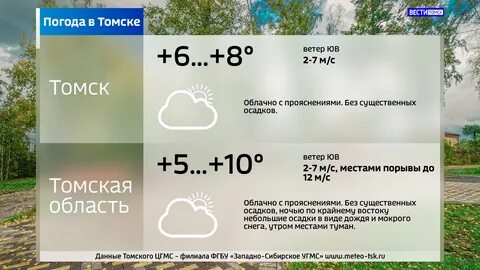 Облачно и +8 ° С: погода в Томске в пятницу.