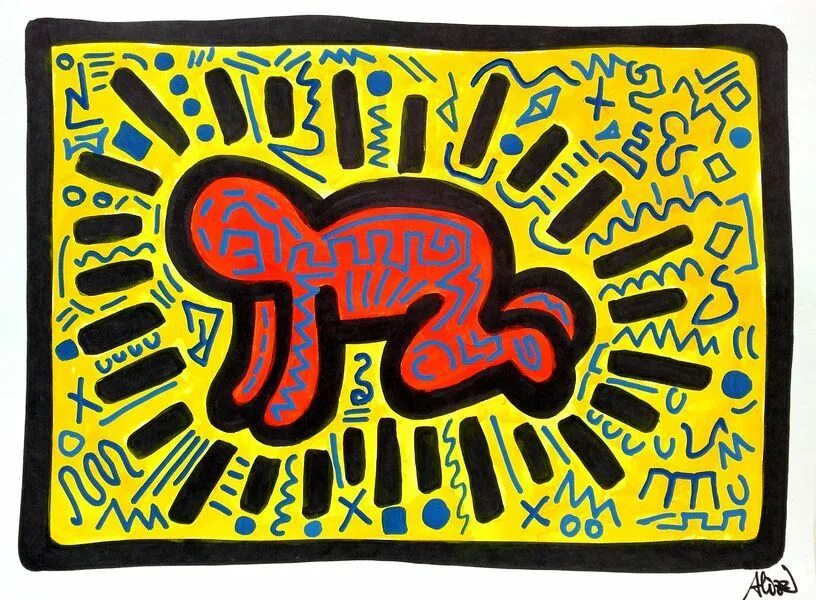 Кит харинг произведения. Кит Харинг Lucky Strike. Кит Харинг картины. Keith Haring собака. Кит Харинг Таро.