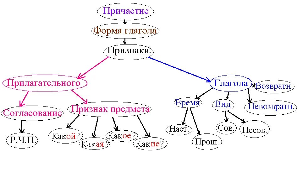 Орфограмма в слове времена. Причастие схема 7 класс. Теория о причастии в схеме. Интеллектуальная карта Причастие. Ментальная карта по теме Причастие.