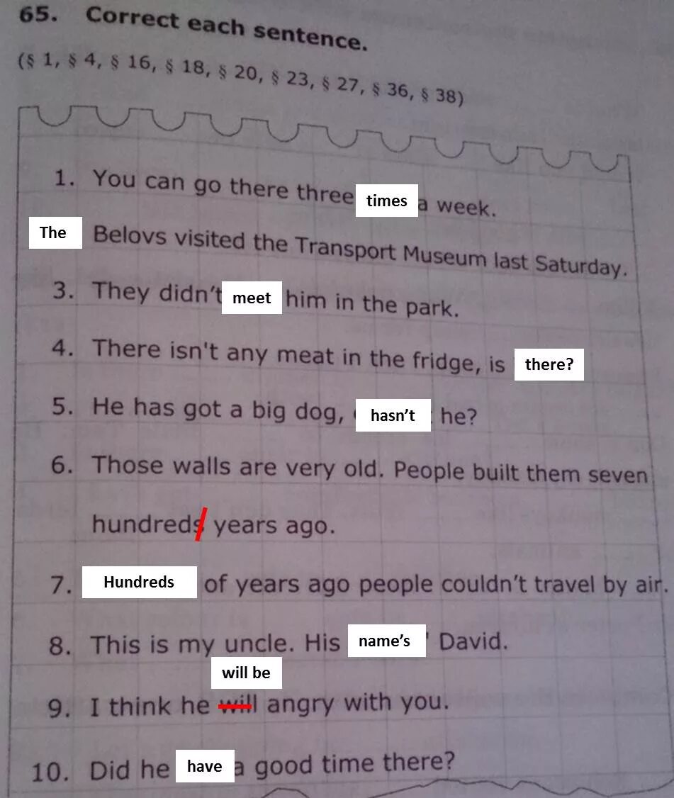 125. Correct each sentence 1 Nobody. 139. Correct each sentence. 123 (§ 9, § 37, § 40,. At the end of each sentence