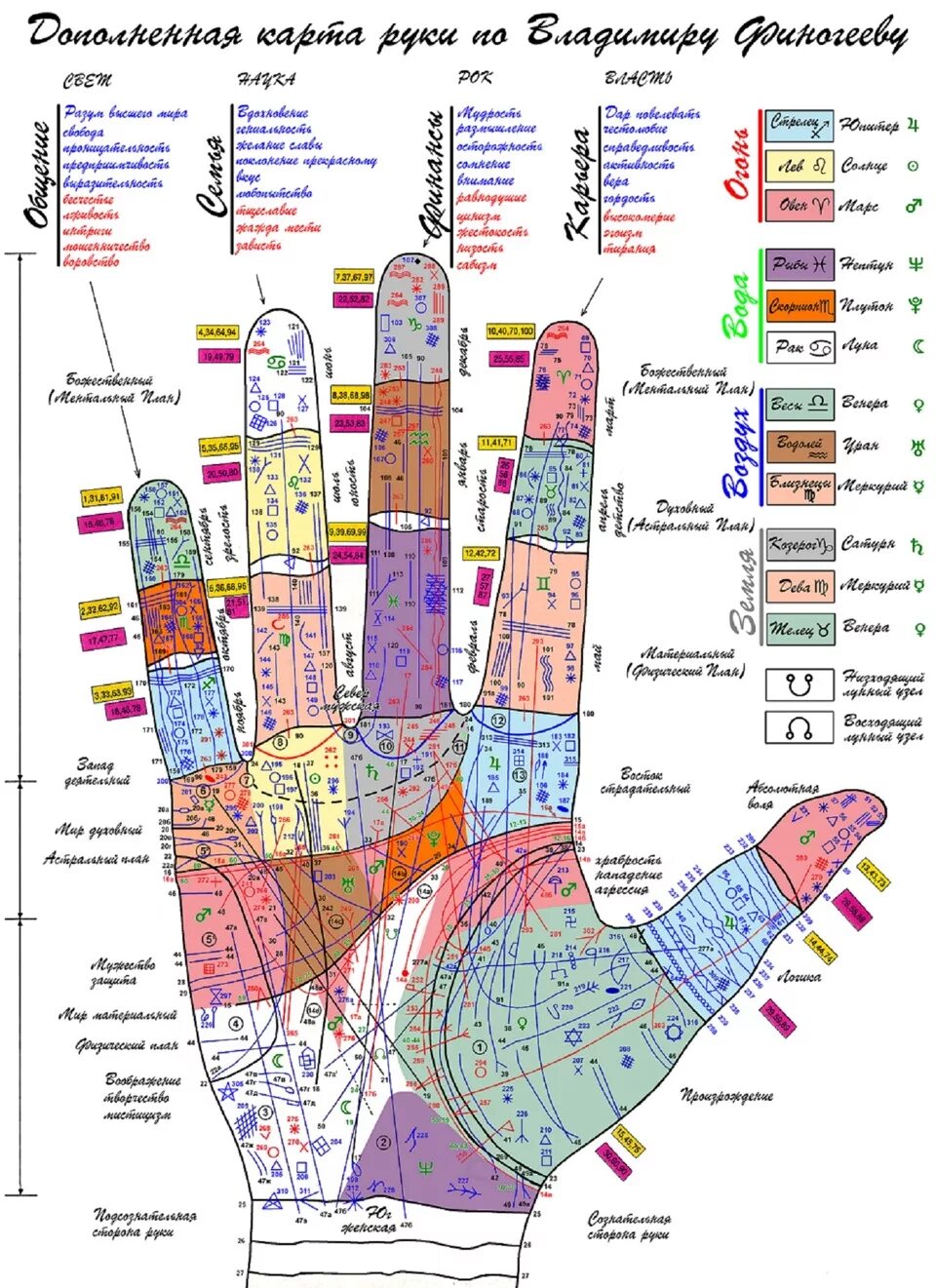 Определить заболевание по рукам. Правая рука линии хиромантия. Карта руки Финогеева хиромантия. Линии правой руки расшифровка. Хиромантия линии сбоку ладони.